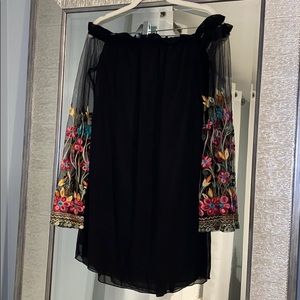 Black off the shoulder cocktail dress